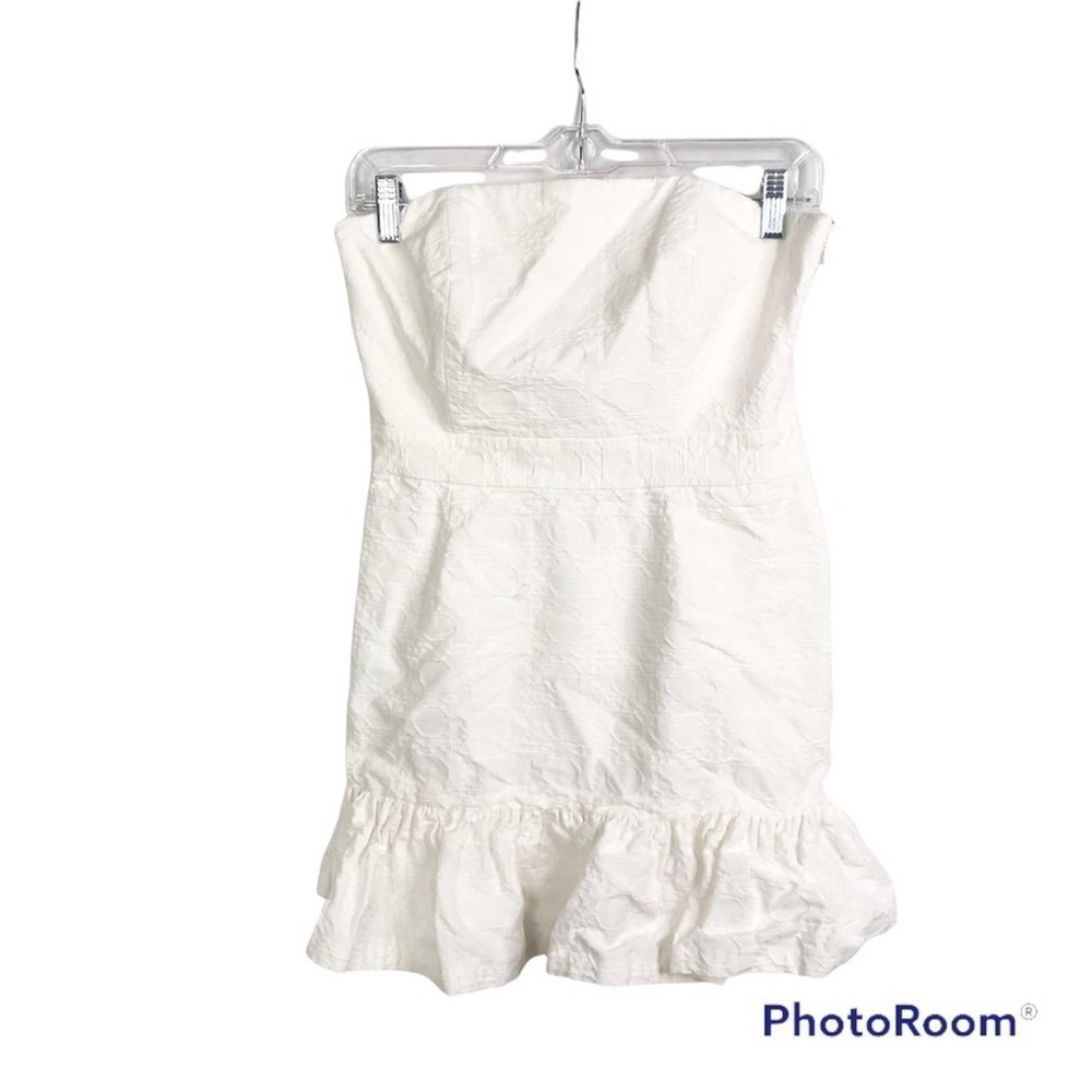 Vineyard Vines Caning Jacquard Strapless Dress in white size 4
